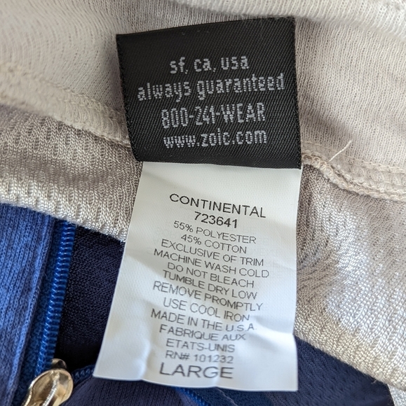 Zoic Men's Blue and Gray V-Neck Zip Front Bike Shirt Size L - Picture 7 of 9